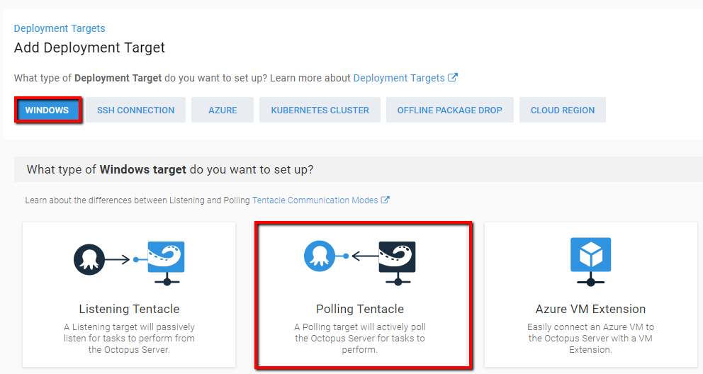 Selecting Polling Tentacle Step